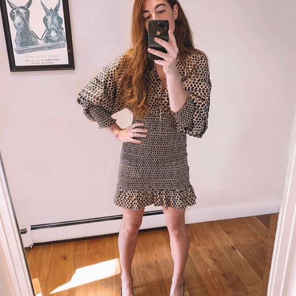 NWT Rhode Resort Anya Shirred Polka-Dot Dress - Picture 1 of 8